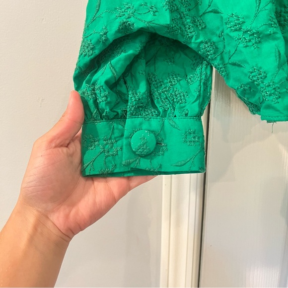 ZARA embroidered green top size medium - Picture 5 of 8